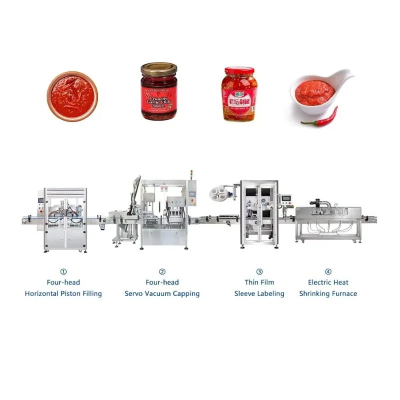OME Glass Jar Blowing Sauce and Oil Filling and Capping Machine for Bottle Cap Machine Screw Cap Shrink Sealing Labeling Machine