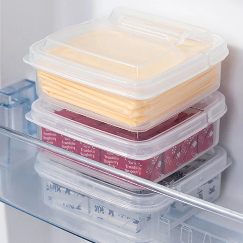 1pc Plastic Refrigerator Storage Cheese Box, Cheese Container, Butter Block Cheese Slice Storage Box