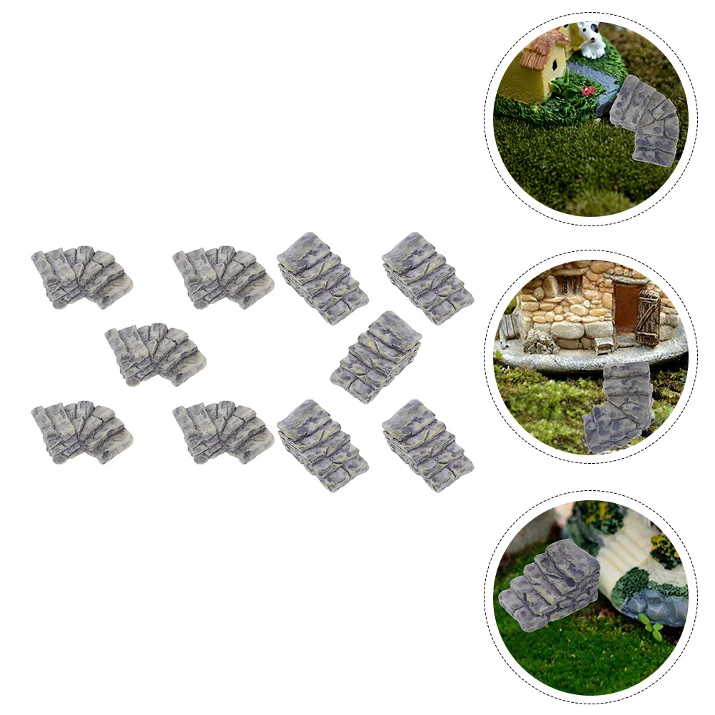 10 Pcs Resin Stair Ornaments Step Stone Decoration Landscape Miniature Figurines Small Decors Garden Decor