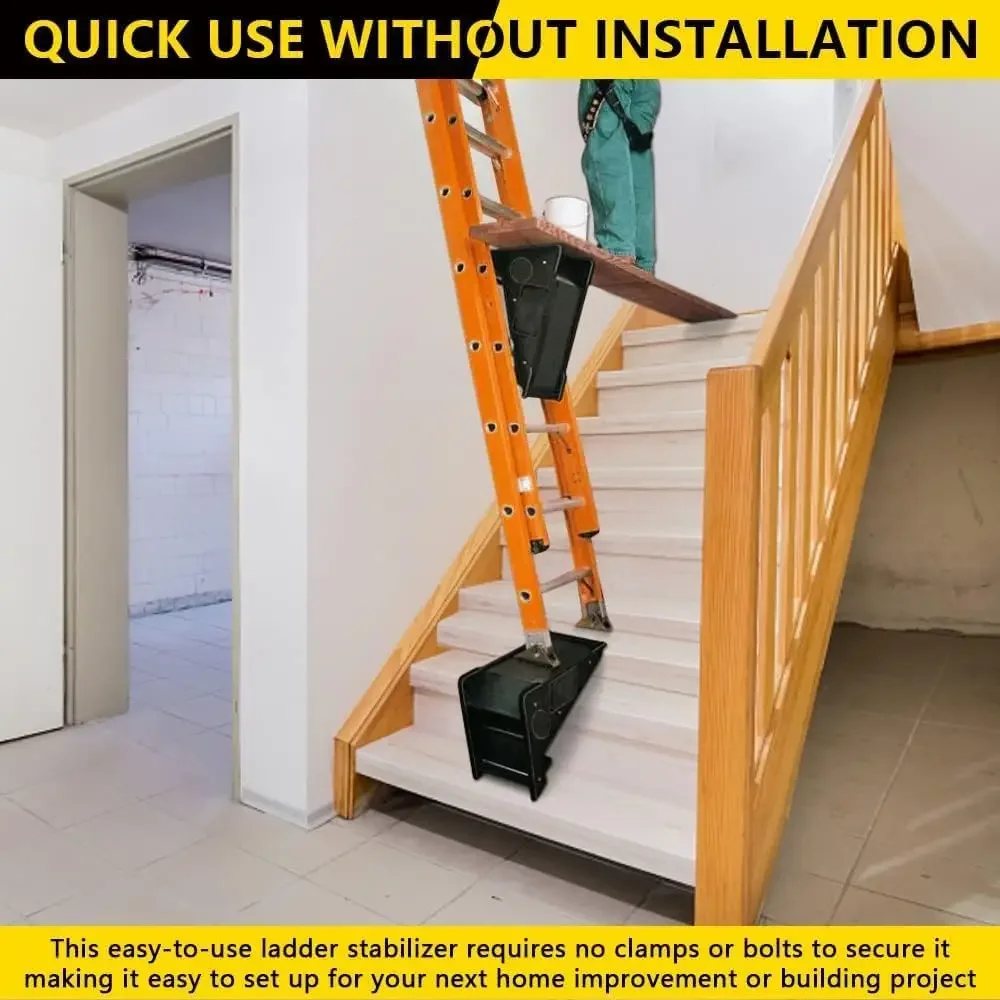 Ladder Tool Extension Ladder, Ladder Leveling Tool, Stair Ladder with Storag Stable Platform for All Surfaces and Uneven Ground