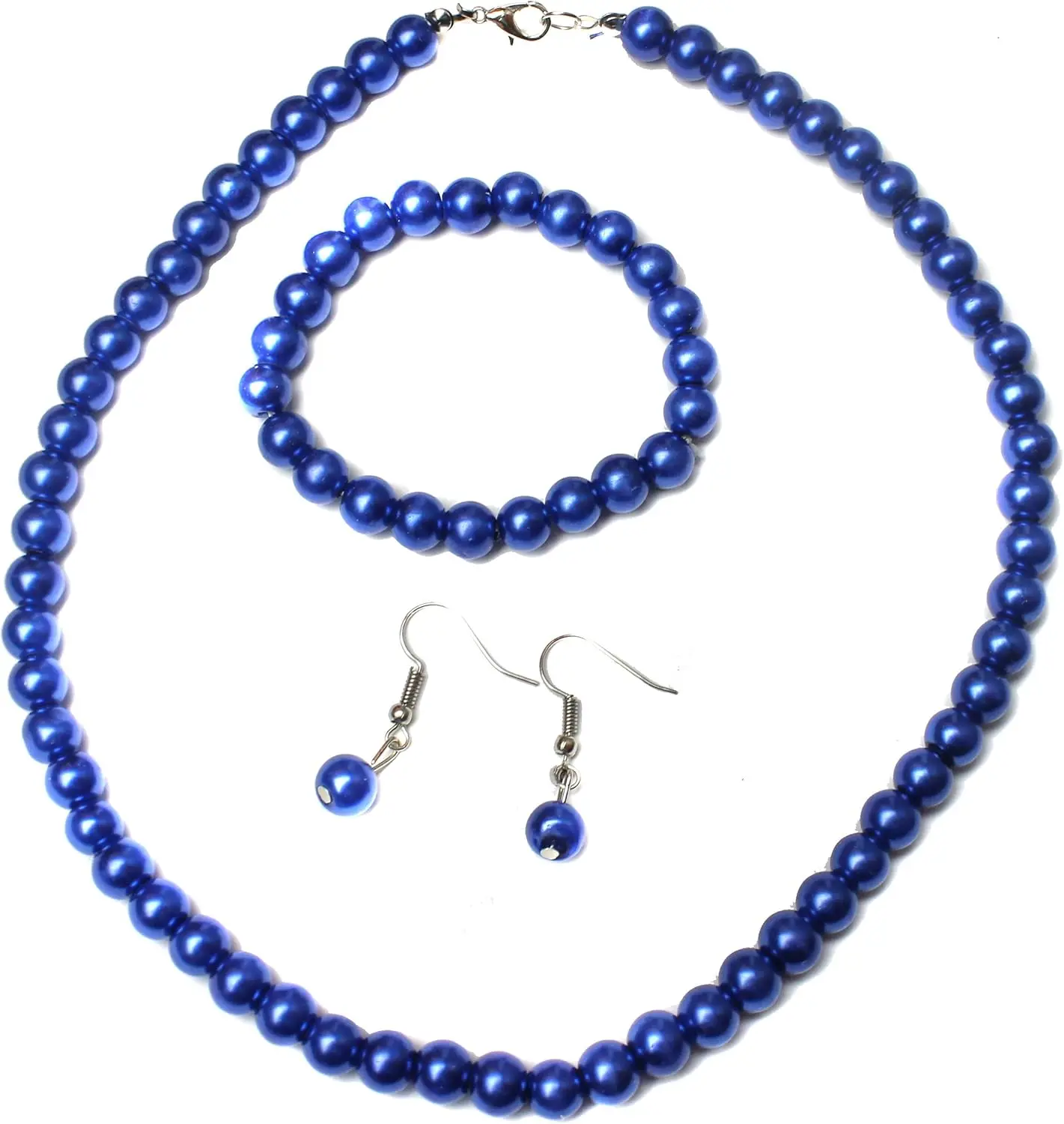 

Classic Faux Pearl Necklace Earrings & Bracelet Jewellery Set for Women Vintage