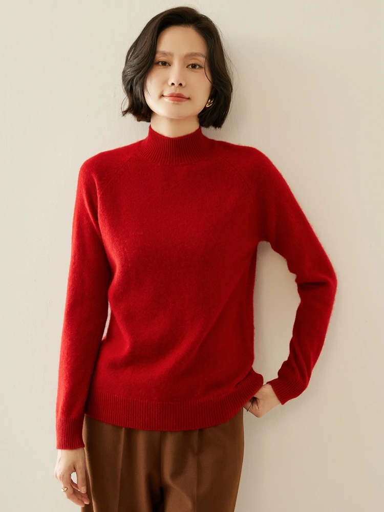 

New Fashion Spring 100% Merino Wool Womens O-neck Cashmere Loose Sweater 2025 Female Clothing Grace Knitwear Korean Tops
