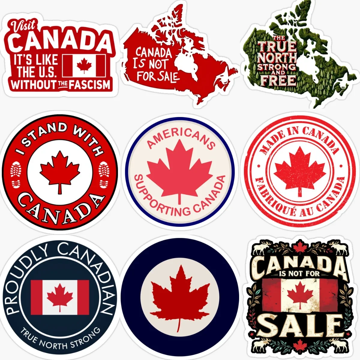 CA Canada Flag Map Maple Leaves Creative PVC Sticker for Decorate Car Helmet Bumper Window Fridge Table Wall Decal Accessorie