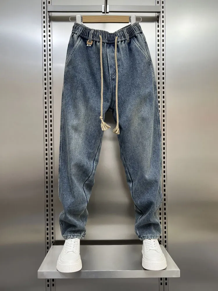 

Мужские синие джинсы из денима, молодежные повседневные прямые брюки-галифе, осень 2025, новинка, износостойкие, со средней посадкой