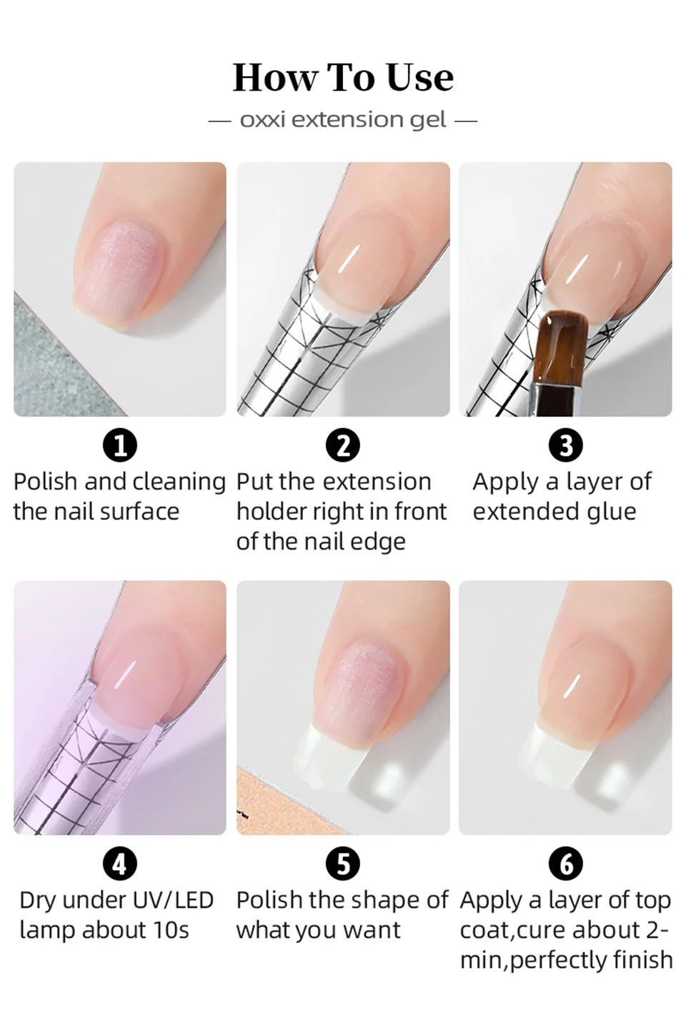 OXXI 56 ml UV-Nagelverlängerungsgel, semipermanenter Builder-Lack, Maniküre, Poly-Nägel, Gellac, Acryl-Gel-Nagellack, einfach zu aufbauende Emaille – Detail 8