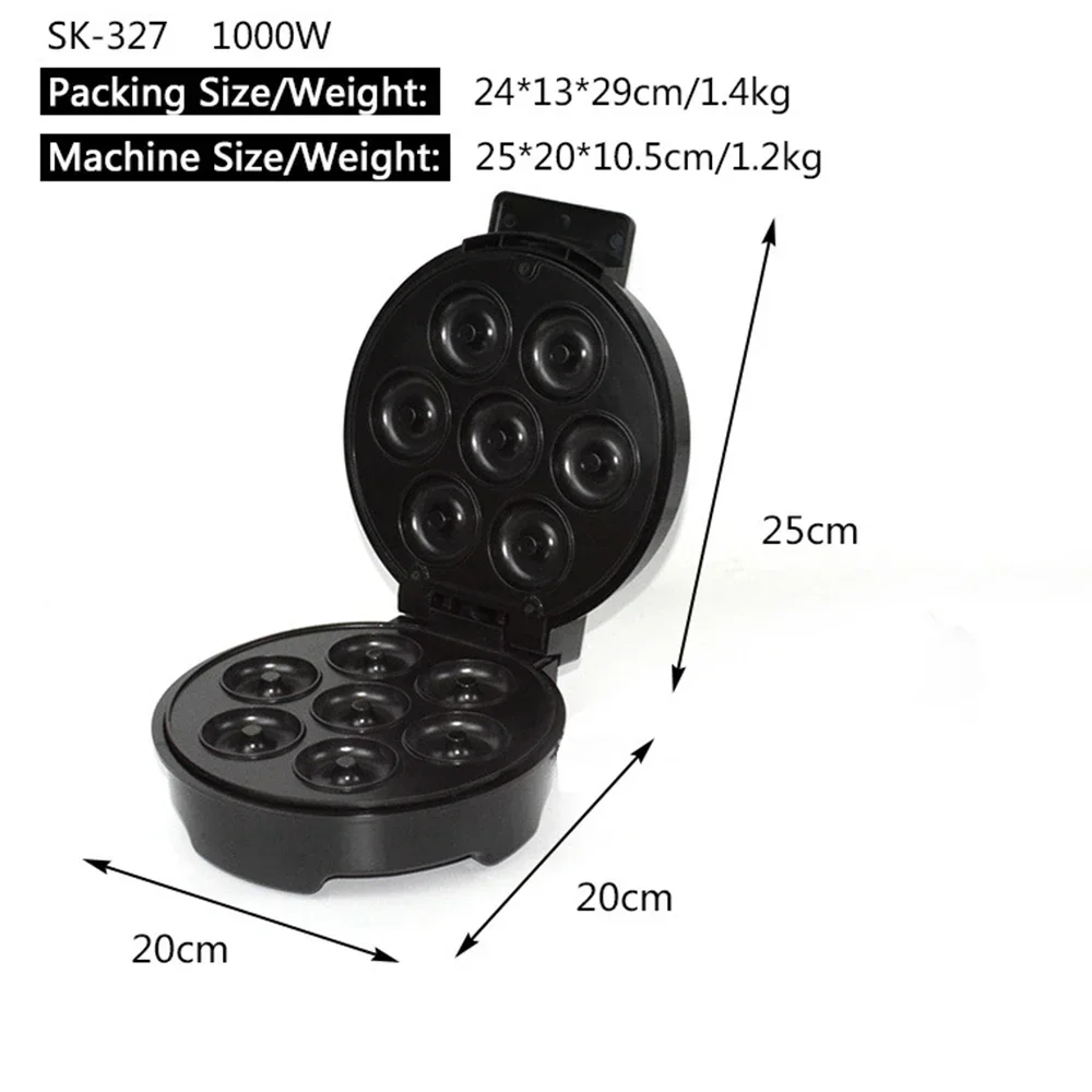 ماكينة صنع الدونات الكهربائية المحمولة وسهلة التشغيل تناسب 7 دونات - مثالية للإفطار والوجبات الخفيفة والحلويات