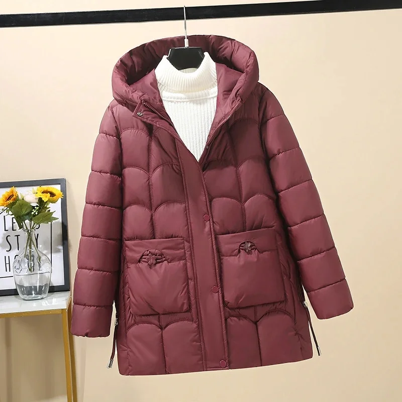 

Новая женская куртка, зимняя парка, пуховые хлопковые куртки, свободные толстые теплые парки с капюшоном, повседневное пальто средней длины, женская верхняя одежда, пальто