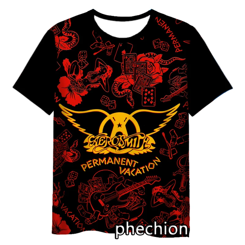 phechion New Fashion Men/Women Aerosmith Band 3D Print Short Sleeve T-Shirt Casual Hip Hop Summer T Shirt Tops S264