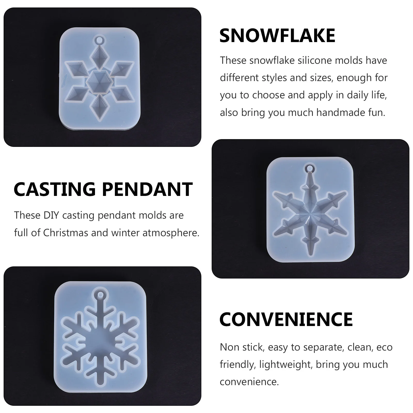 

5 шт., форма для литья снежинок, сделай сам, кристаллическая эпоксидная форма, силиконовая подвеска для ювелирных изделий, рождественские изделия из смолы, рождественские подвесные украшения