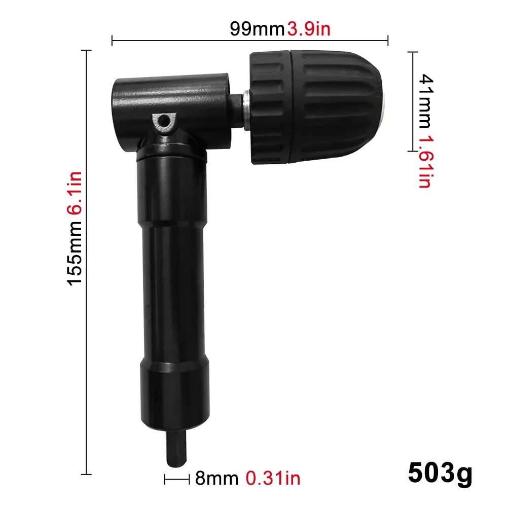 90 Degree Black Right Angle Electric Drill Corner Tool Aluminum Alloy Turning Tool Iron Chuck Adapter Narrow Space Drilling Tool