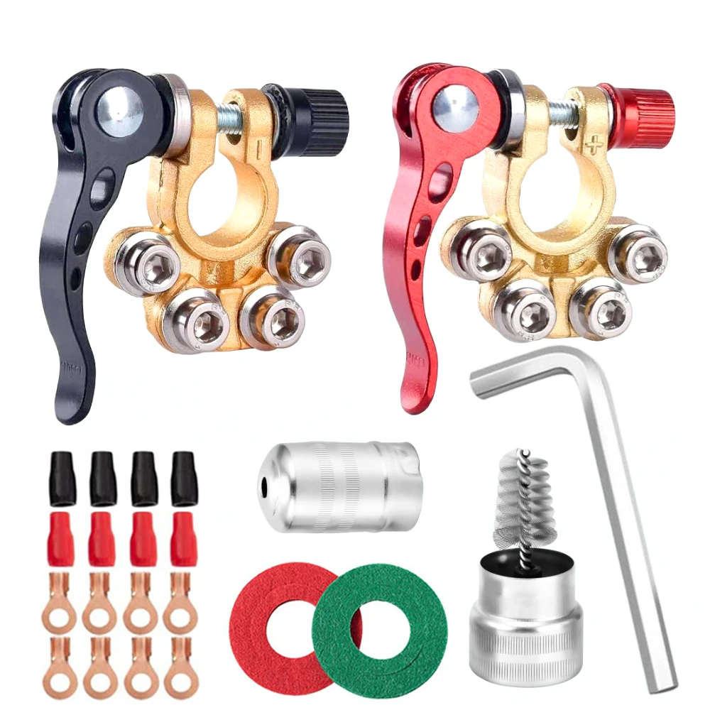 

Car Battery Terminals Top Post Wire Cable Clamp Quick Release Terminal Connectors Copper Clip Screw Auto Parts