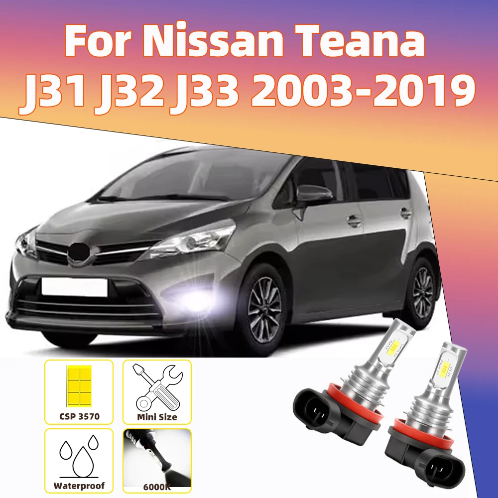 

2 шт. светодиодные автомобильные противотуманные фары для Nissan Teana J31 J32 J33 2003-2012 2013 2014 2015 2016 2017 2018 2019 светодиодные передние противотуманные фары Canbus