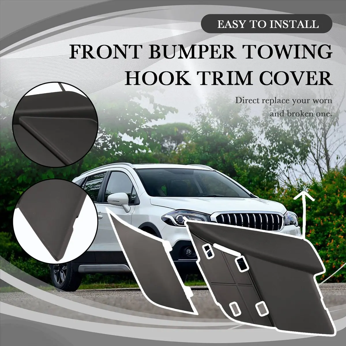 #80X (black-gray)Front Bumper Hook Cover Trailer Cap for Suzuki SX4 S Cross Facelift,Automotive Parts & Accessories