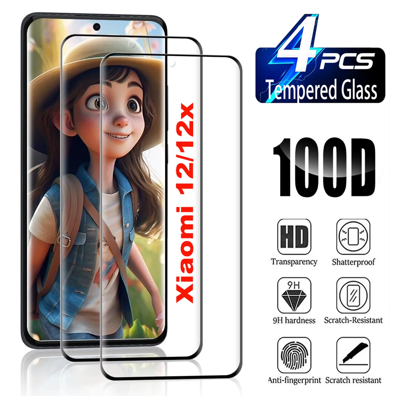 2/4Pcs Screen Protector For Xiaomi 12 12X 3D Curved Ultrasonic Fingerprint Tempered Glass