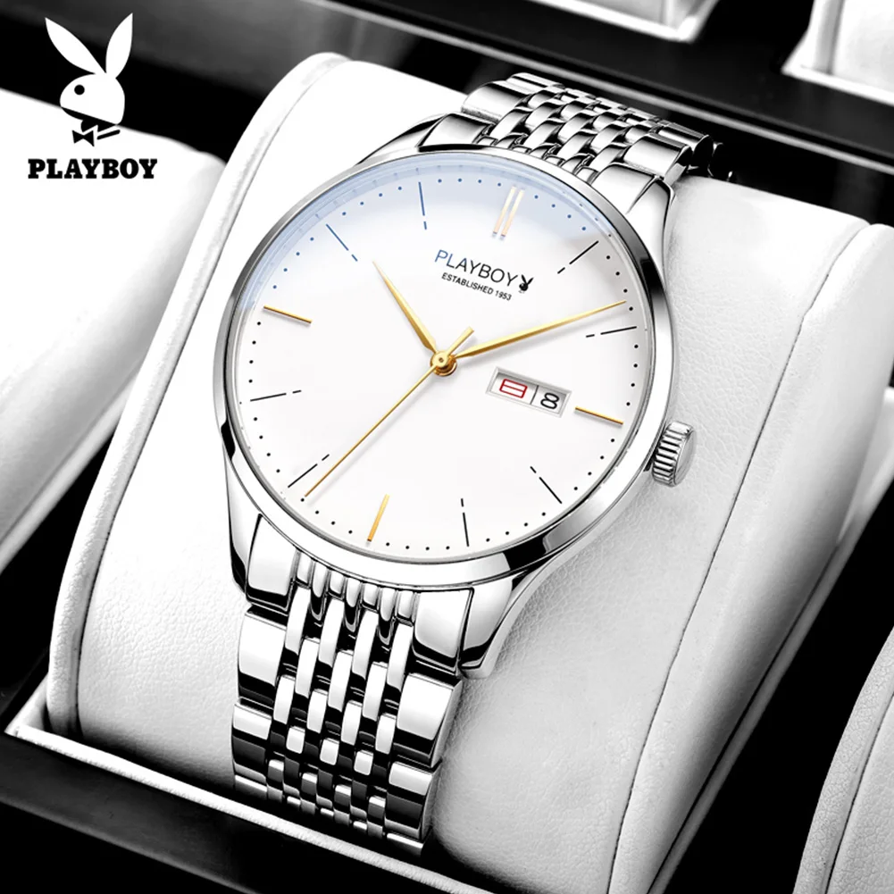 PLAYBOY New High Quality Mechanical Men\'s Watches Stainless Steel Classic Waterproof Business Wristwatch Automatic Watch for Men