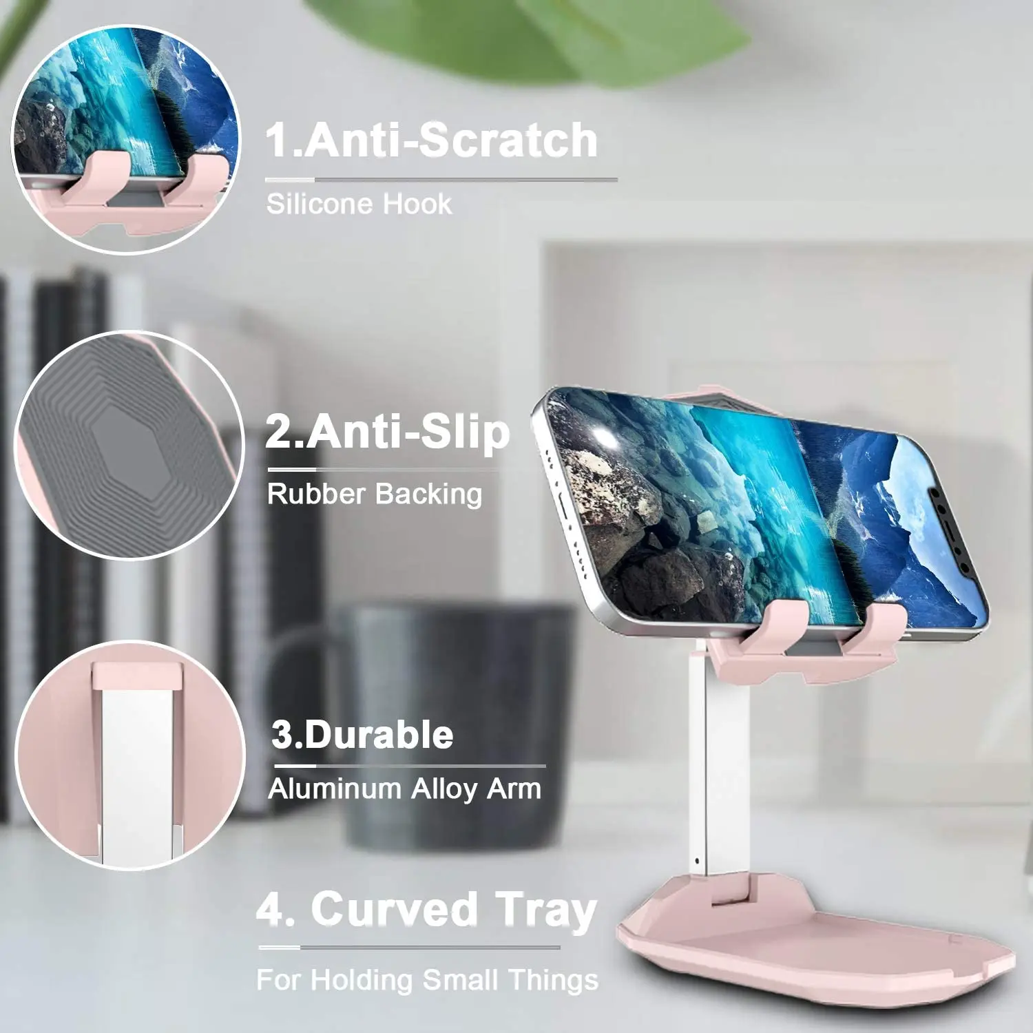 حامل هاتف خلوي قابل للتعديل للمكتب ، حامل هاتف خلوي ، قابل للطي بالكامل ، قاعدة هاتف محمولة ، لطيف ، أيدي