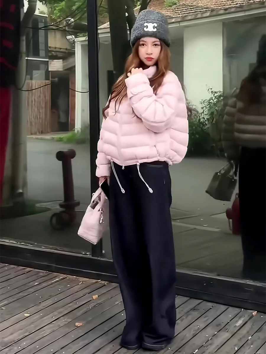 Ligero ort 90 blanco Du down Jaet mujer invierno Rosa cuello alto suelto adelgazante cálido prendas de vestir exteriores coreano Sle