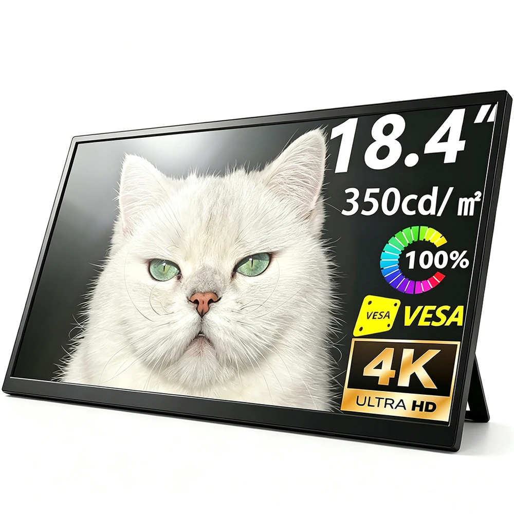 18.4 Inch Portable Monitor 3840x2160 60HZ Second Gaming Portable Monitor for Phone,NS, PS5, XBOX, PC, Laptop Extend Screen
