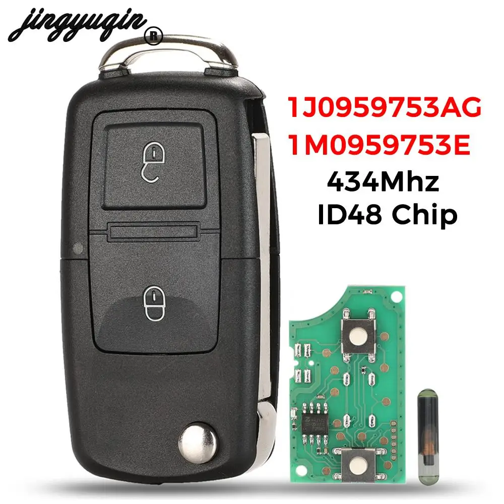 jingyuqin 2/3/4Button Flip Remote Key 315/434MHz ID48 Chip For VW For SEAT Altea Ibiza Leon Toledo T5 FOB 1J0959753AG 1M0959753E