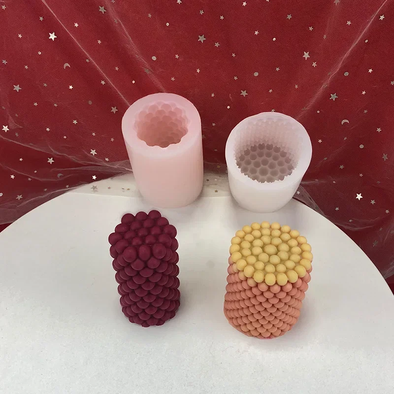 3D Blase Zylindrische Kerze Silikon Form Diy Handgemachte Kerze Seife Gips Zement Harz Handwerk Form Home Dekoration Artikel