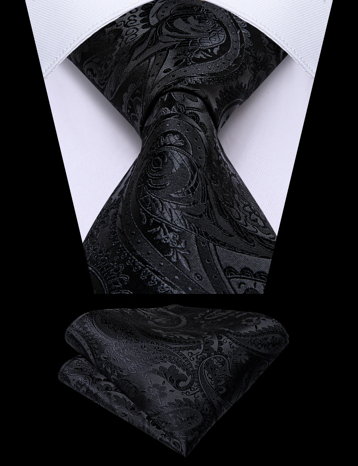 Men Classic Black Paisley Vest Set for Wedding Party Business Fashion V-neck Waistcoat Men Necktie Bow Tie Handkerchief Cufflink