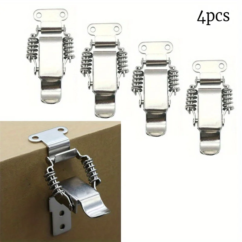 

4pcs Stainless Steel Double Spring Loaded Suitcase Chest Tool Box Locking Hardware Toggle Latch Box Buckle