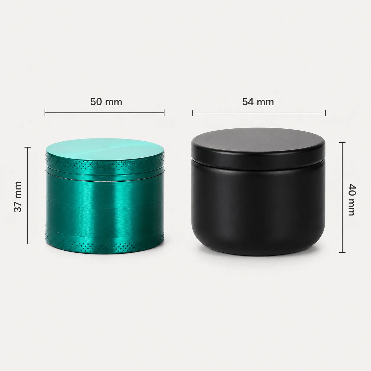 50mm Green Zinc Alloy Herb Grinder 4 Layer Hand Operated Tobacco Mill with Black Storage Jar Set Portable Smoking Accessories