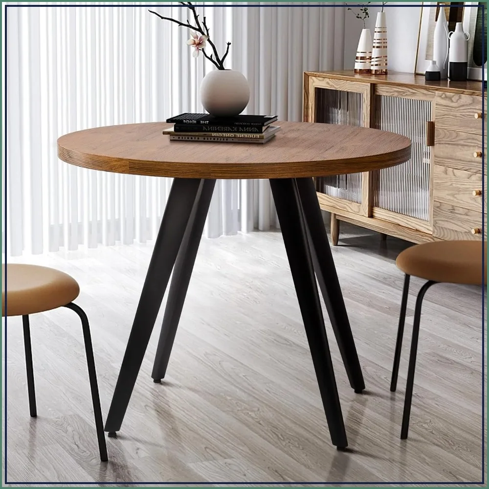 Round Dining Table for 2, 31.5 Inch Small Kitchen Circle Table Space-Saving