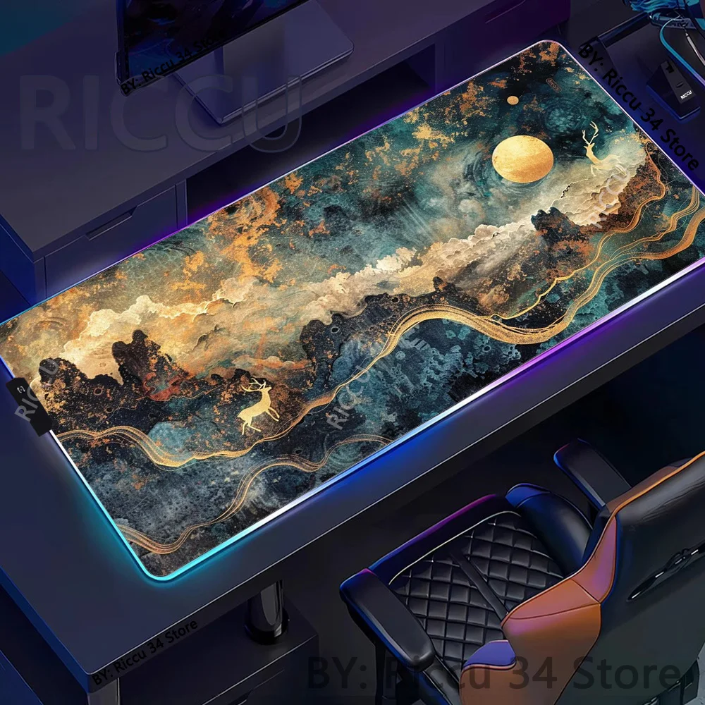 

Настенная роспись RGB Dunhuang Nine Colored Deer, аксессуары для игровой настройки ПК, коврик для клавиатуры геймера, большой коврик для мыши для геймера, коврик для управления Deskmat