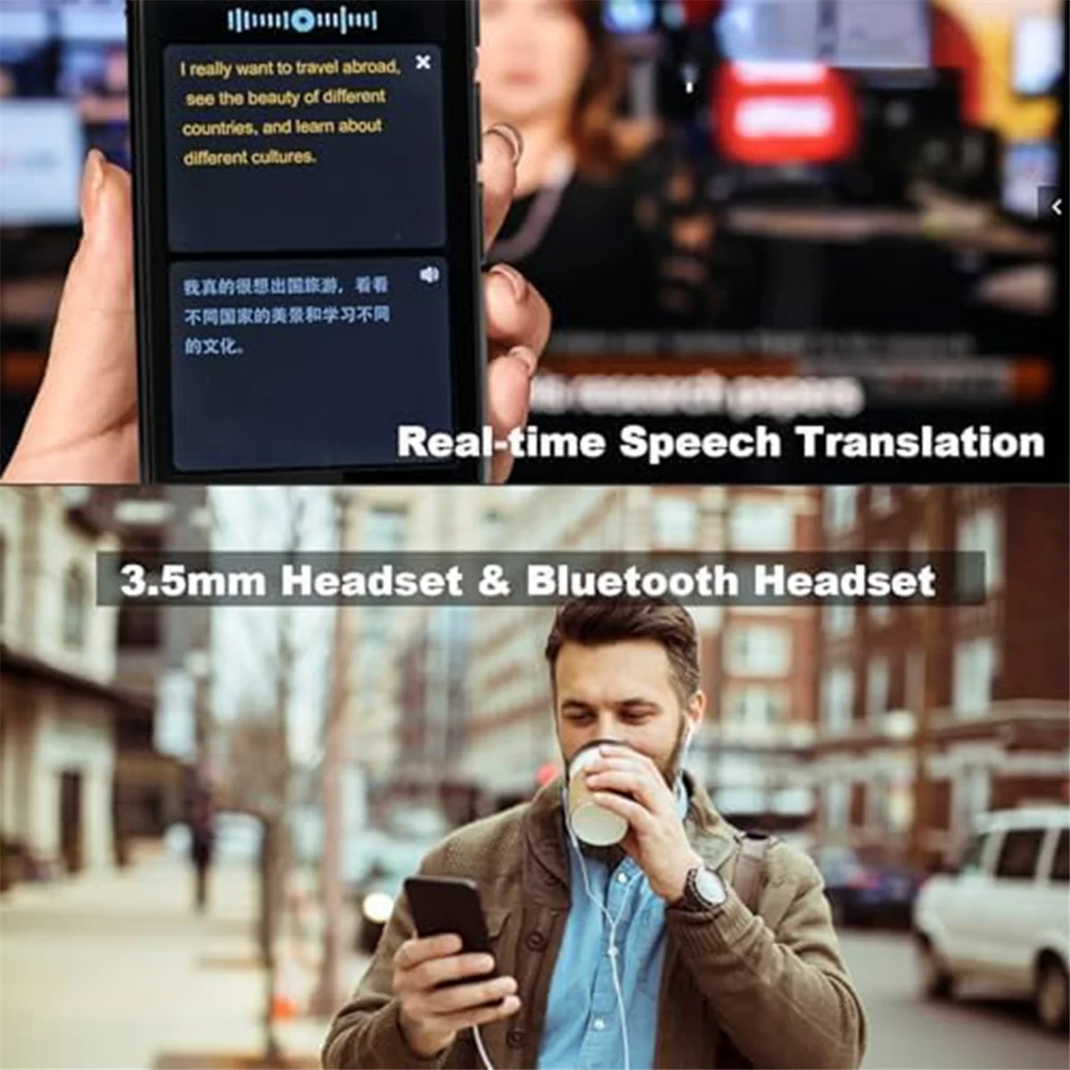 A02R! Tradutor de 139 idiomas 4 polegadas offline/tradução fotográfica Tradutor de idiomas AI bidirecional Tradutor de voz
