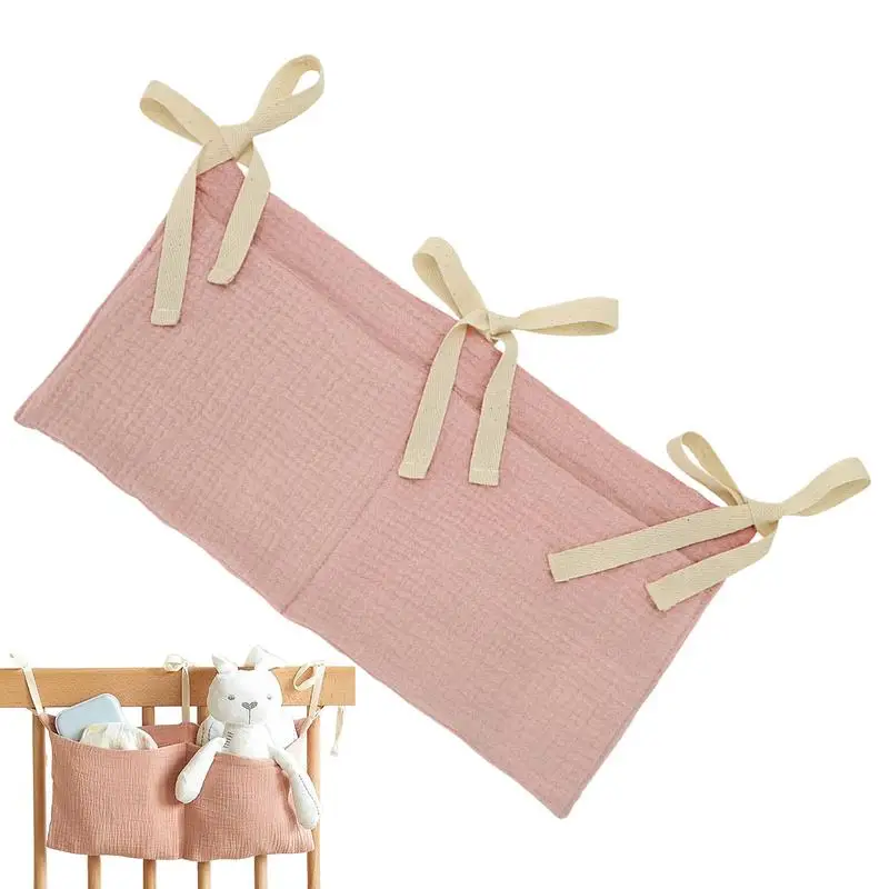 Bed Pockets Bedside Storage Baby Diaper Organizer 2 Pockets Space-Saving Bedside Bag Caddy Attachment For Dorm Entryway Office