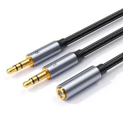 3.5mm Aux Stereo Audio Cable Left and Right Vocal Channel 1 to 2 Adapter Cable Separation line with Sleeve Female to Male Cable