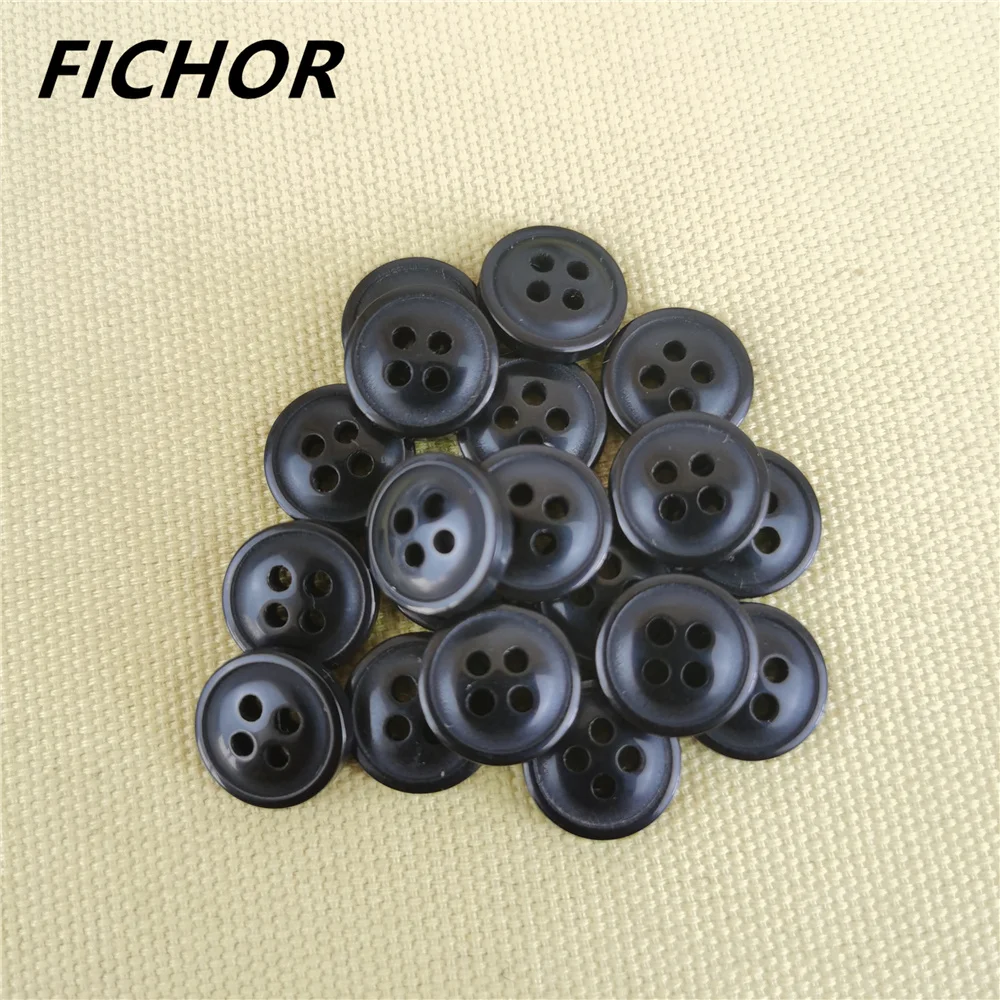 30/50pcs 11mm 4 Holes Black Resin Buttons Holes Solid Color Buttons For Clothes Shirt DIY Bottons Apparrel Accessories