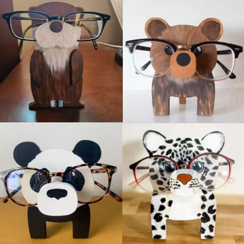 Pet Glasses Stand Corgi Dog Glasses Frame Christmas Gift Cute Pet Wooden Ornaments For Desktop Decoration Glasses Accessory