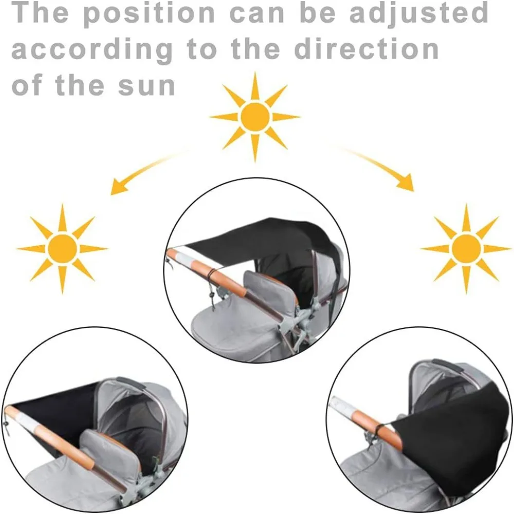 Extended Baby Stroller Sunshade Cover Breathable Lightweight Baby Pram Canopy Anti-UV Waterproof Pushchair Visor Travel