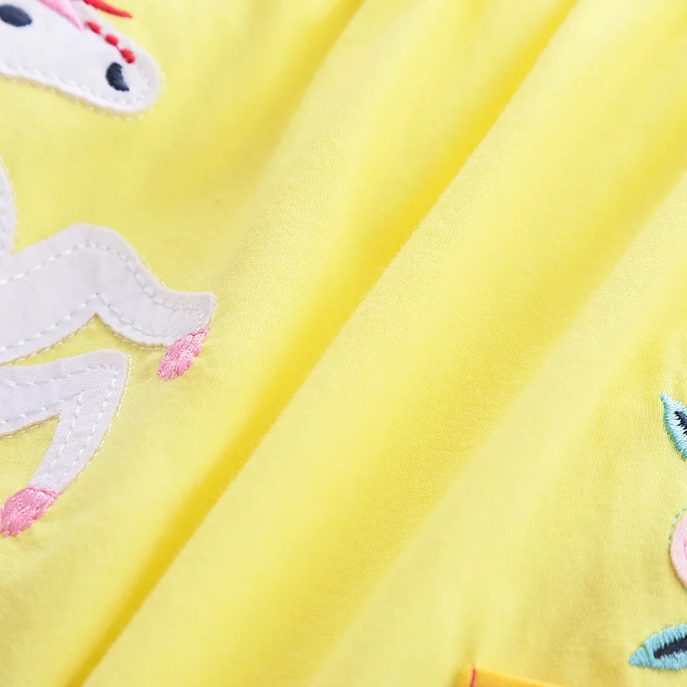 Langärmliges Einhornkleid für Mädchen, Herbststickerei, zwei Taschen, Regenbogenärmel, 81035 – Detail 34