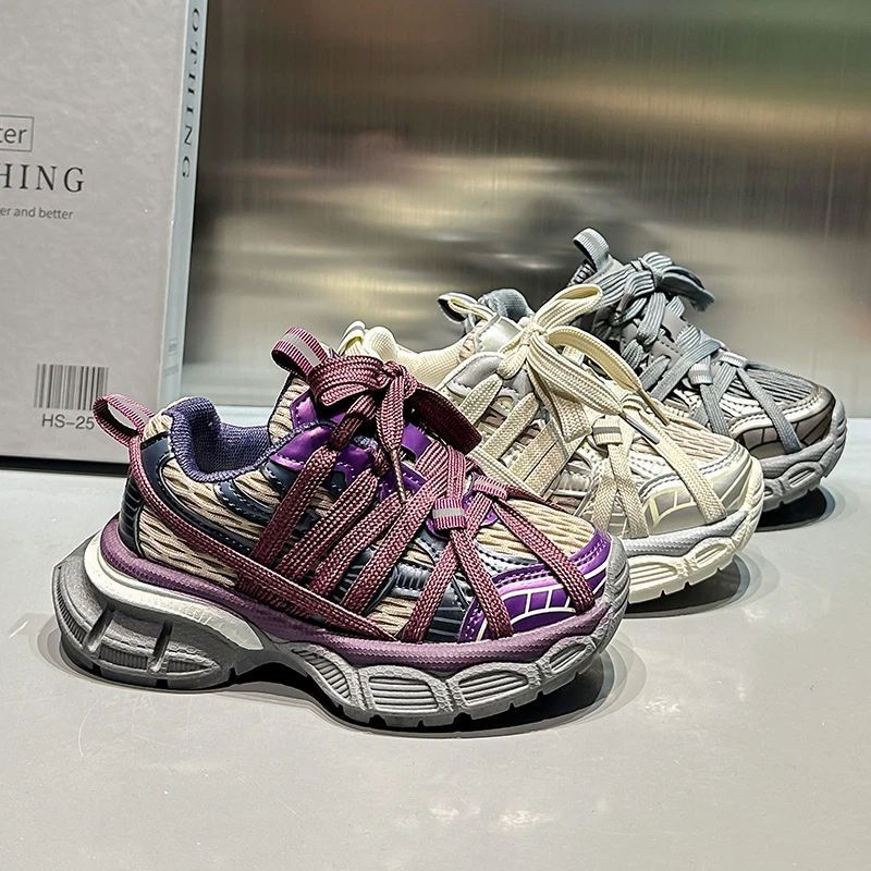 

Kids Casual Sneakers for Boys Girls Non-slip Breathable Mesh Toddler Walking Shoes Strappy Versatile Chic Comfort Sneakers