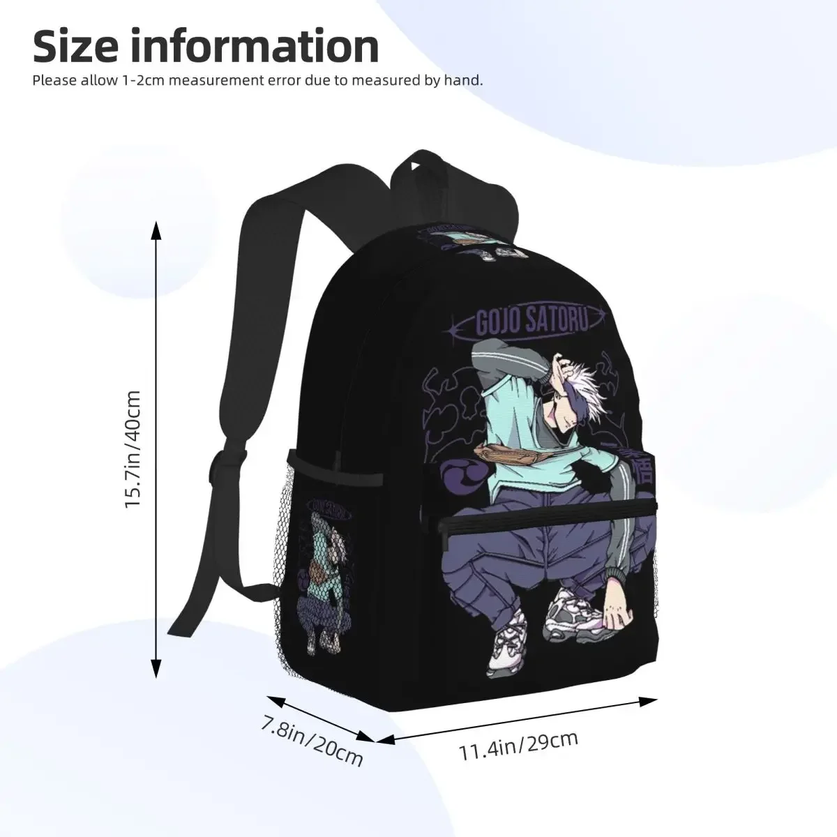 Satoru Gojo Jujutsu Kaisen Anime Student Backpack School Bag Hiking Travel Daypack for Men Women Fashion Bookbag Shoulder Bags