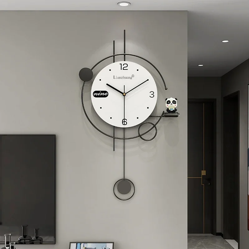 Minimalist Aesthetic Wall Clock European Pendulum Living Room Wall Clock Modern Metal Reloj De Pared Para Sala Wall Decor