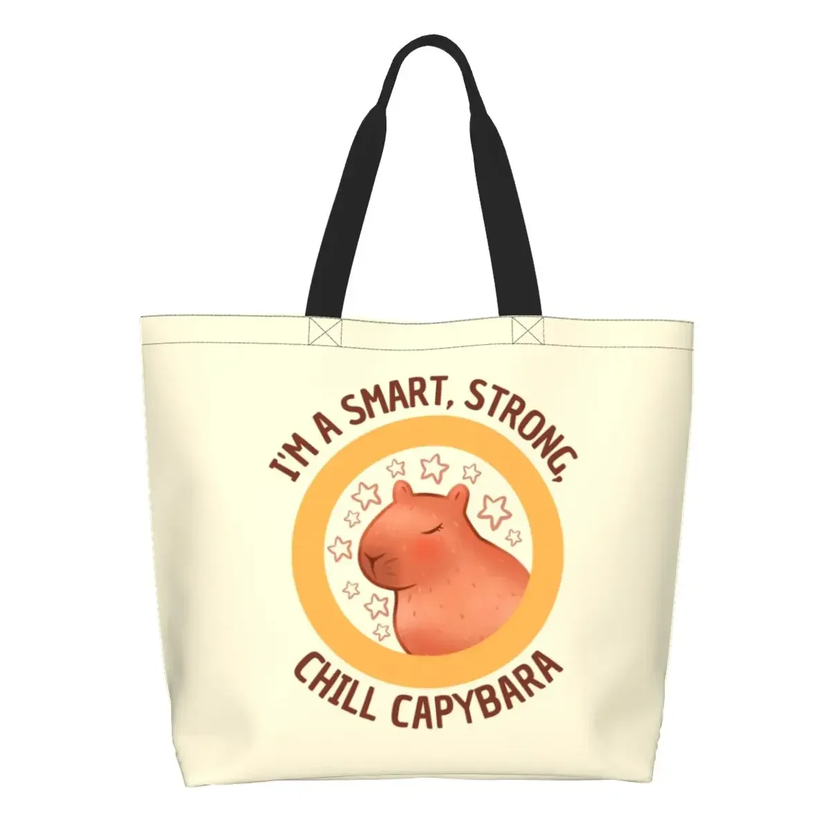 

Fashion Printing Funny Capybara Shopping Tote Bag Recycling Canvas Shopper Shoulder Handbag