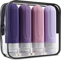 Bouteilles de cosmétiques de voyage en Silicone 90 ml/ensemble, conteneurs vides à presser, bouteille rechargeable étanche pour shampoing, après-shampooing, Lotion 3