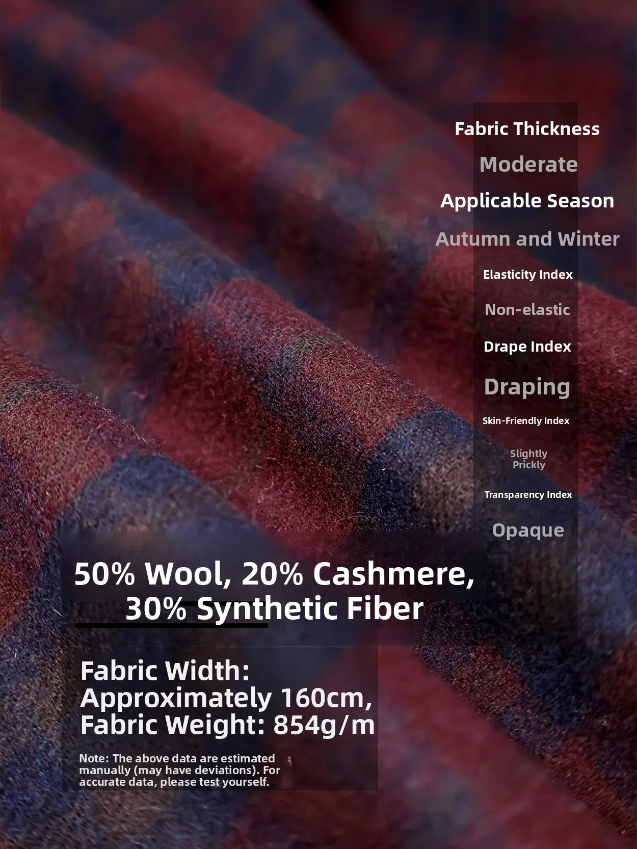 

High-End Red Blue Plaid Wool Camere Fabric for Coat Pants Handmade Clothing Material New Arrival Modern Sle Winter Use
