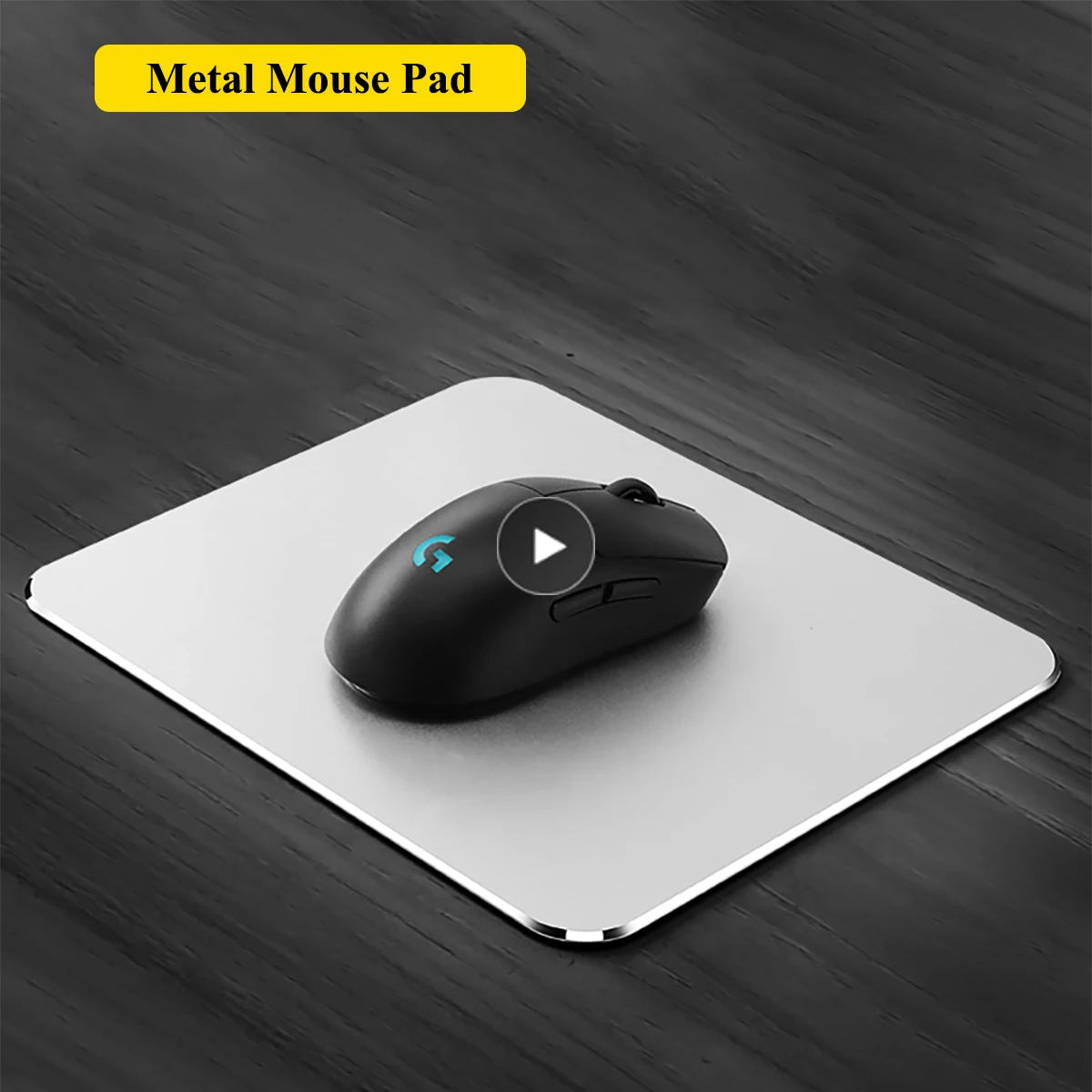 

Aluminium Metal Mouse Pad Hard Mousepad for Bed Sofa Office Non-Slip Durable Double-sided Mouse Mat Black Silver