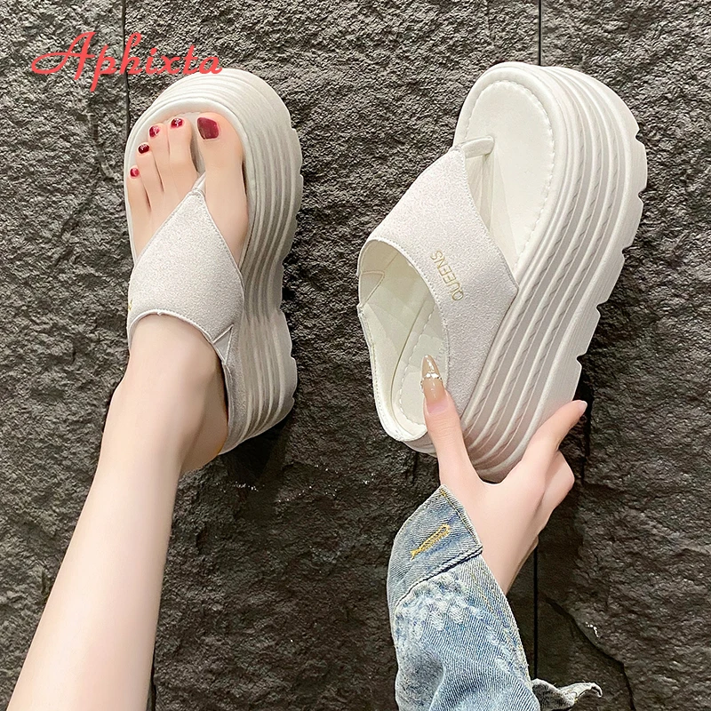 

Aphixta Wedge Heels Flip Flops Slippers Outside Women Platform Mulers Fashion Sandals Chunky Heels Shoe Leopard Sexy Shoes
