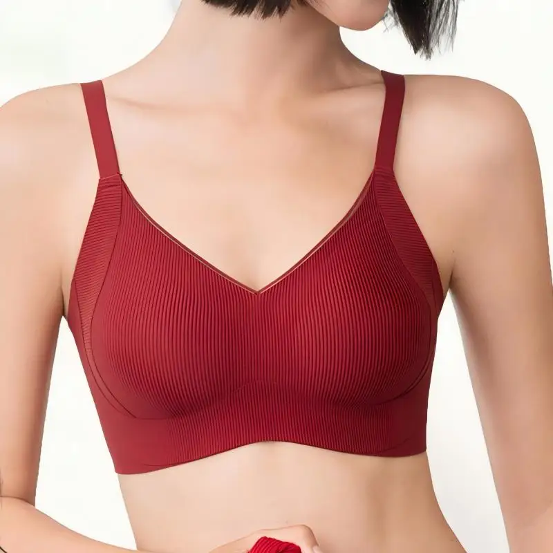 Women's Seamless Push Up Bra Jelly Soft Support W-shaped Lift Fixed Massage Cup Side Smoothing Wirefree Invisible Daily Wear