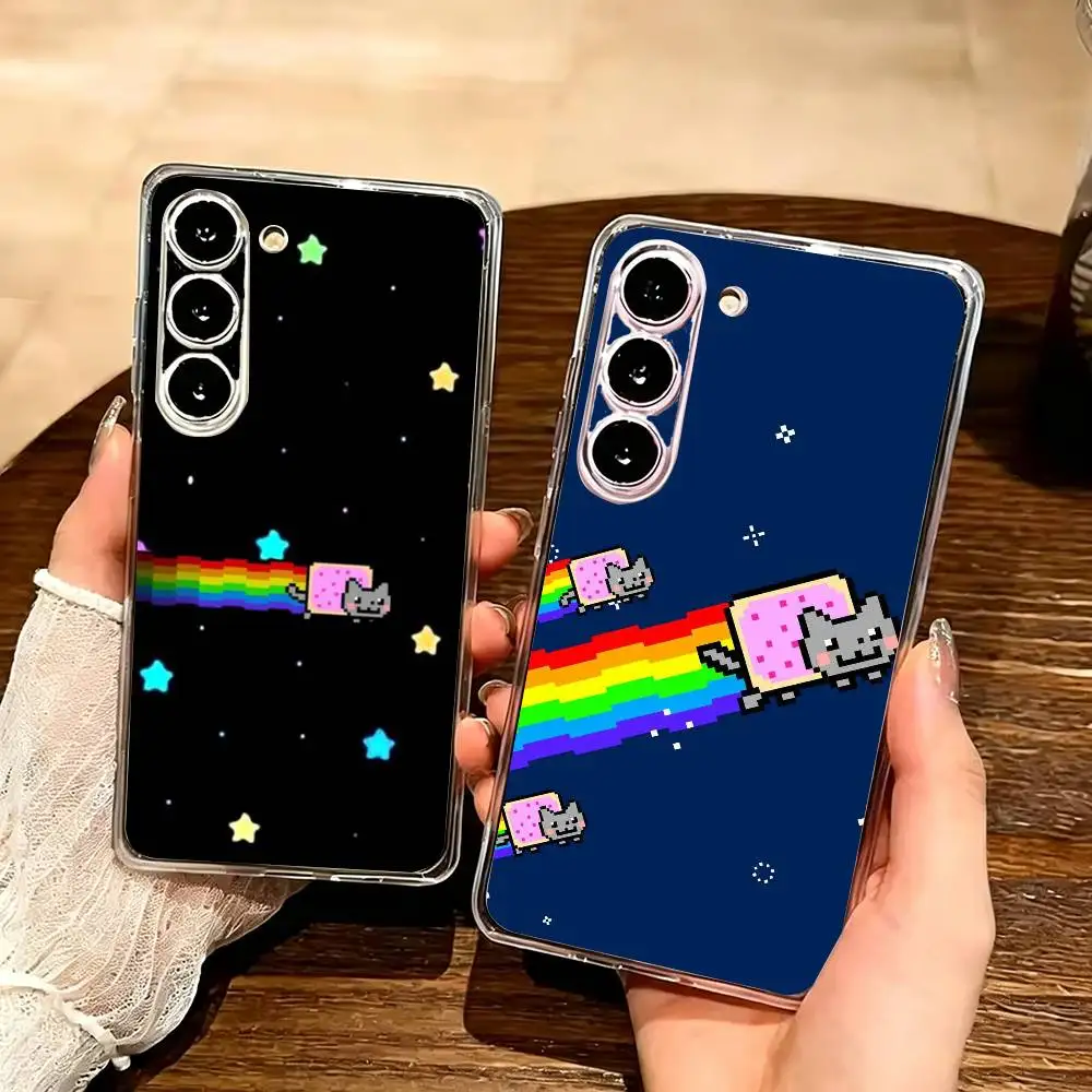 Cute N-Nyan C-Cat  Phone Case For Samsung GalaxyA13,21s,22,31,32,52,53,71,72,73 Transparent Cover