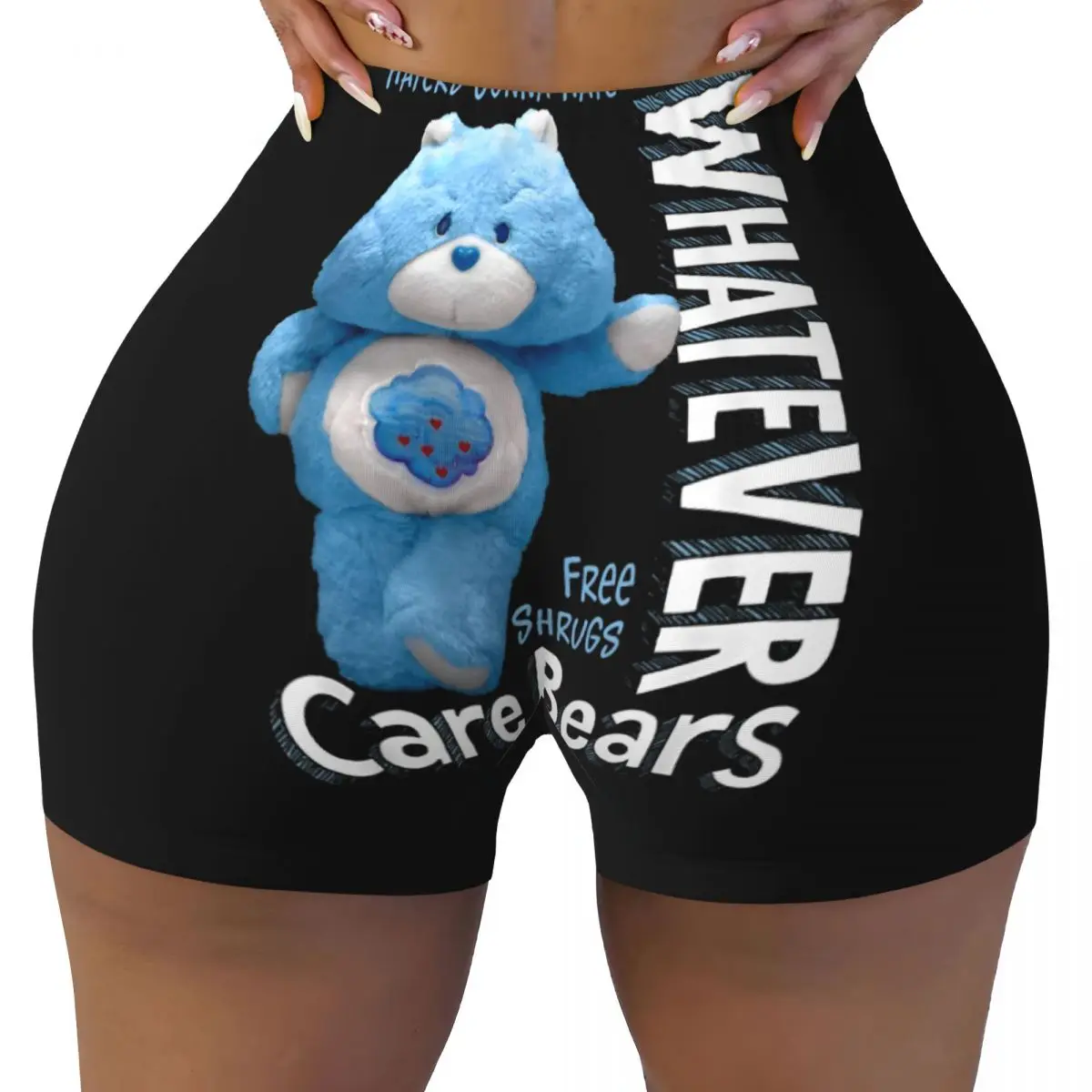 Women's Yoga Tight Shorts Care Bears Whatever Grumpy Bear High Waist and Hip Shorts Sports