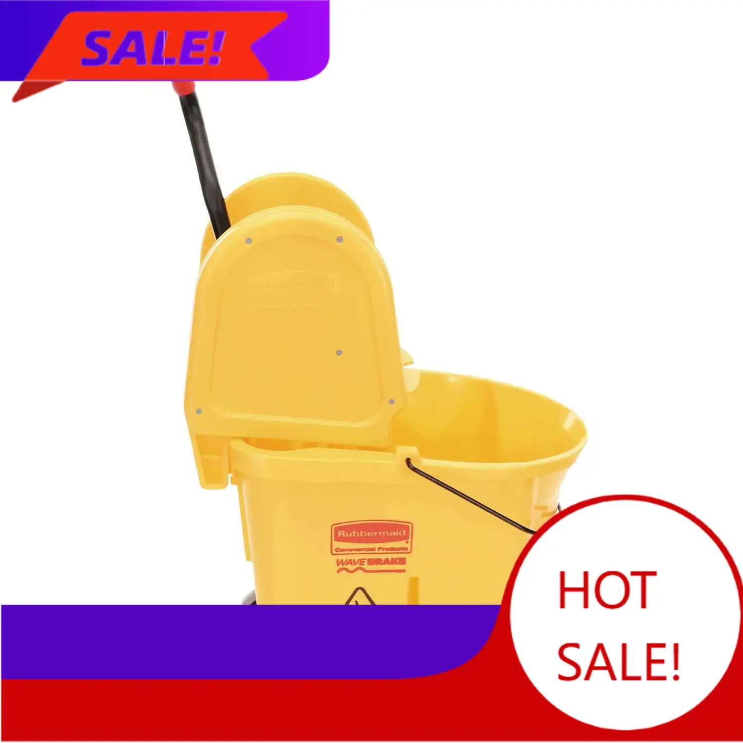 

WaveBrake 35 QT Down-Press Mop Bucket and Wringer Combo on Wheels, Yellow, for Professional/Industrial Heavy-Duty Floor Cleaning