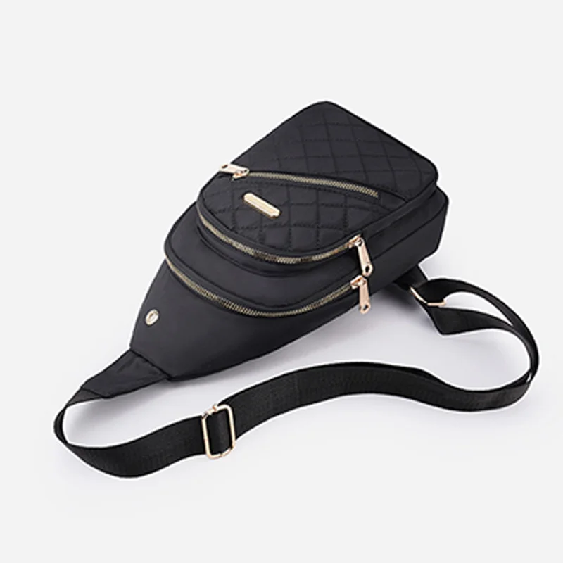 حقيبة خصر مبطنة للنساء - حزمة صدر من النايلون خفيفة الوزن مع منفذ لسماعة الرأس وجيوب متعددة، حزام قابل للتعديل للتنقل