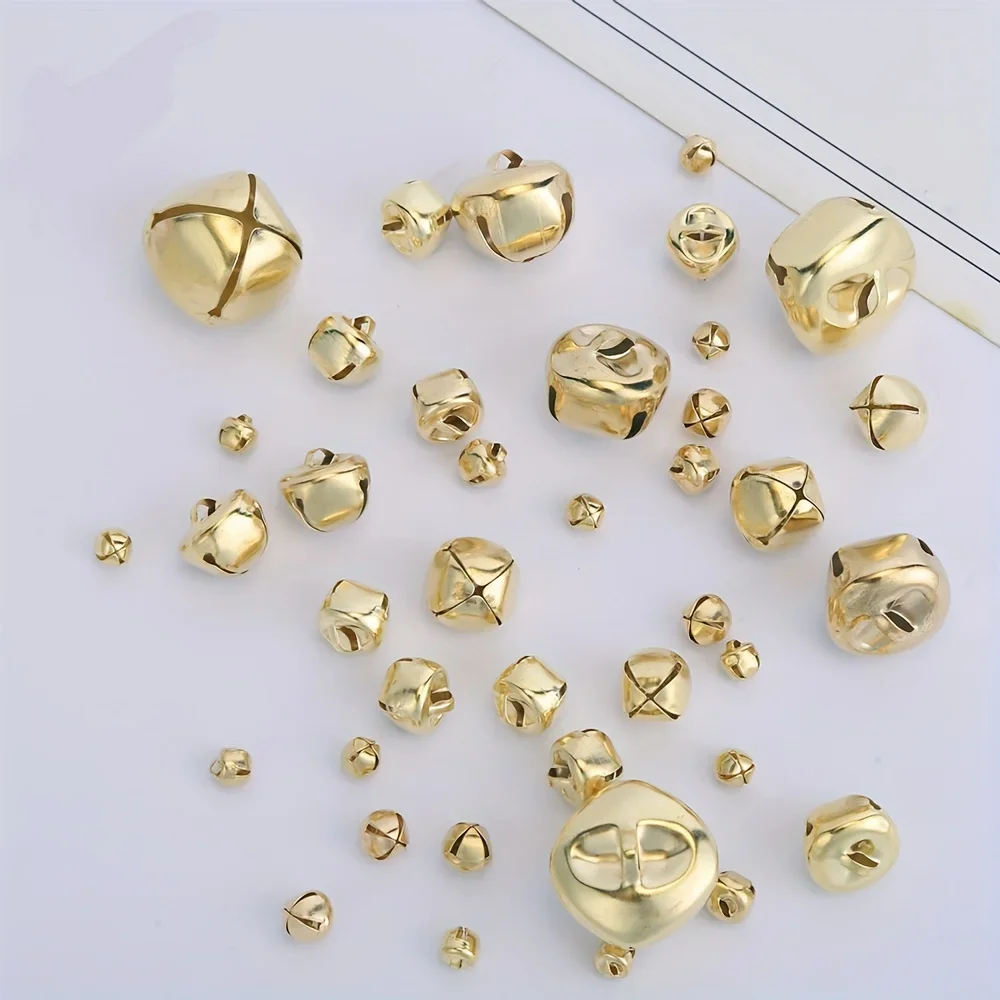 100pcs Golden Cross Jingle Bell Multi Size Bells Christmas Decoration Pet Crafts Bracelet Keychain Additions Christmas Ornaments